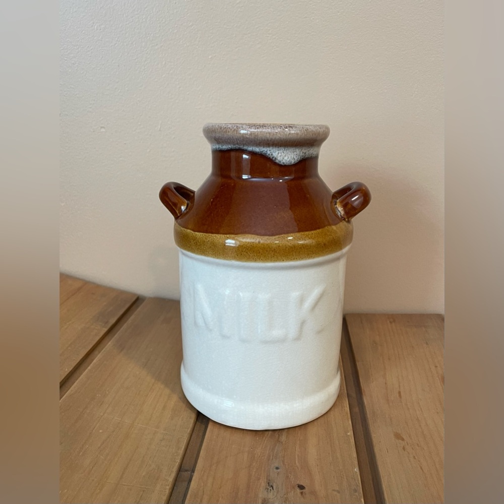 Vintage Stoneware Drip Glaze Milk Jug Crock